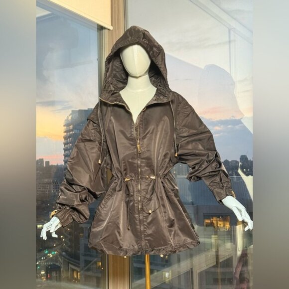 🆕 KARL LAGERFELD 🧿 NWT Black Nylon Jacket, Removable Sleeves, Sz 44 US 12 - Picture 3 of 16